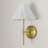 1 - Light Brushed Gold Wall Light with Linen Scalloped Shade