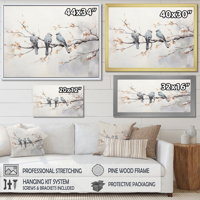 «Birds On The Brink III», reproduction d'art sur toile, Toile tendue, H 16 po x l 32 po x P 1 po