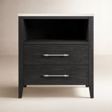 Mayfair 2 Drawer Wood and Marble Nightstand