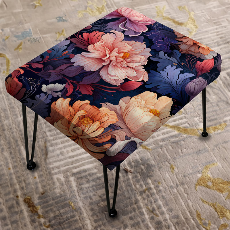 Rose et mauve Cosmic Mystic Floral Botanic Dream - Repose-pieds rectangulaire floral