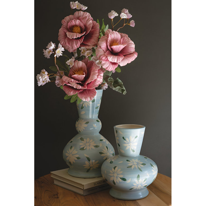 Foxton SET OF TWO FLORAL CERAMIC VASES
