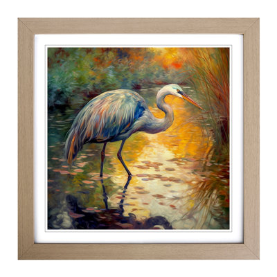 Heron Neo-Impressionism No.1 - Framed Print