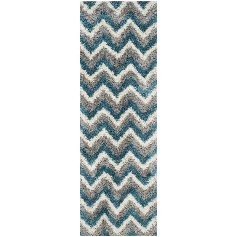 Sgk-Shag Kids Performance Chevron Rug, Runner 2'3" x 7'