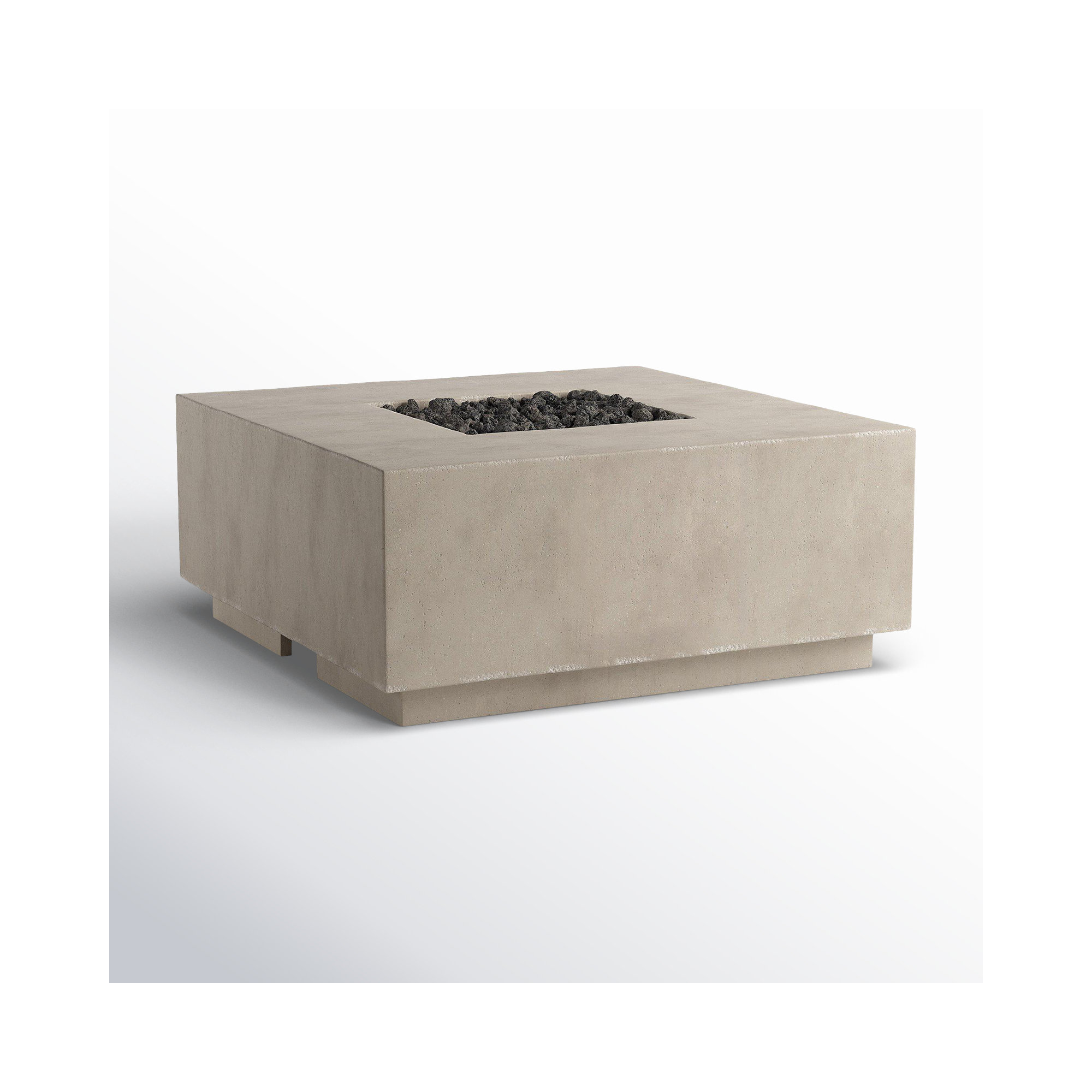 Ella Square Fire Pit Table, Natural Concrete
