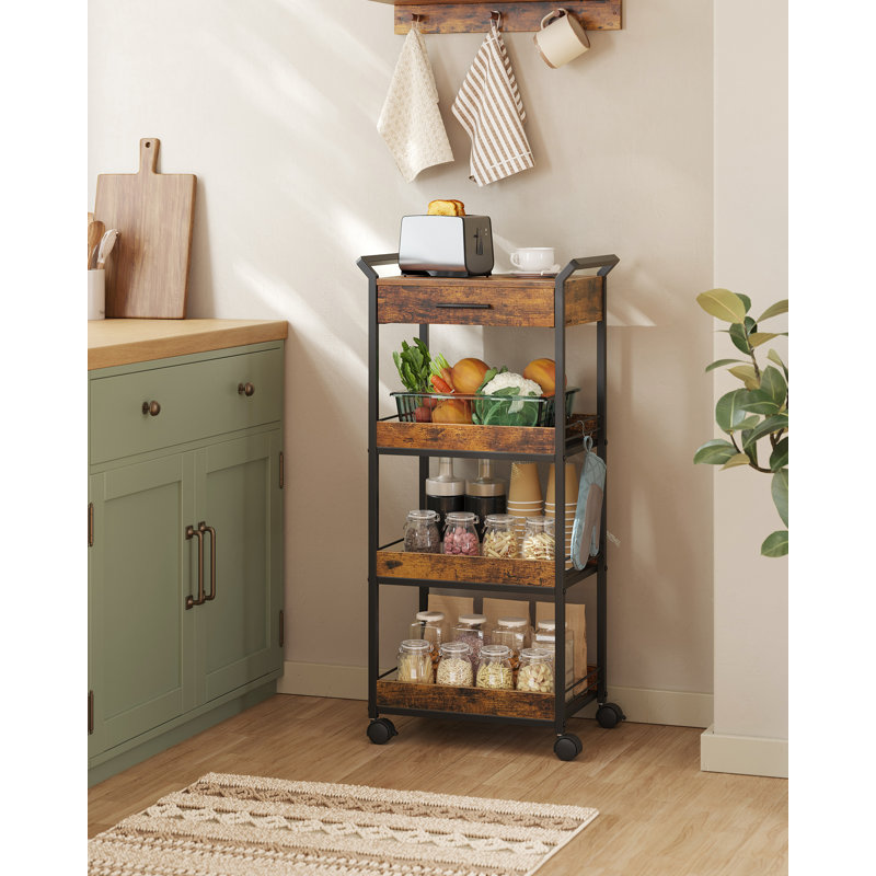 Sulynn Wood Kitchen Cart, Black/Rustic Brown