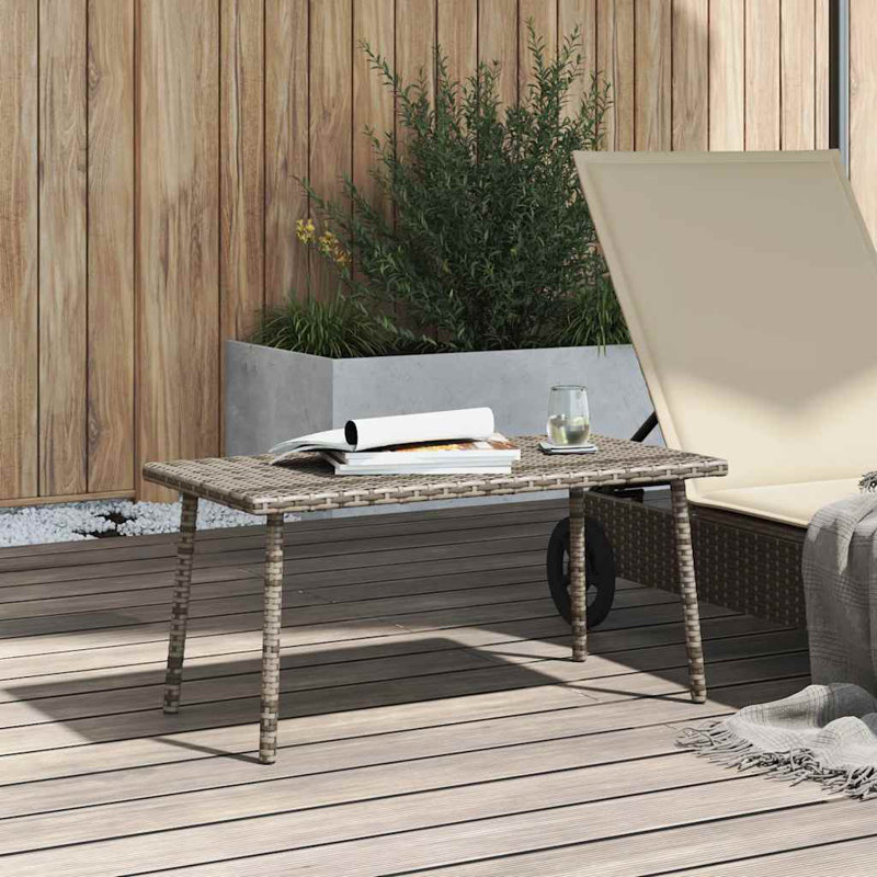 Garden Coffee Table Rectangular 40x37 Cm Poly Rattan, 37cm H x 80cm L x 40cm W, Grey