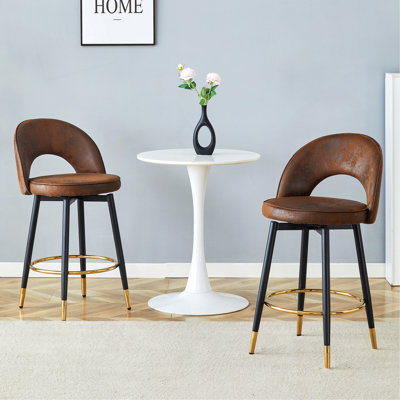 Chaise de bar rotative à 360 °. Chaise de bar rembourrée en tissu d'echnologie moderne avec pieds en métal noir lisse et magnifique pour salle à manger, cuisine, terrasse et chaise de bureau d'invité. Ensemble de 2.