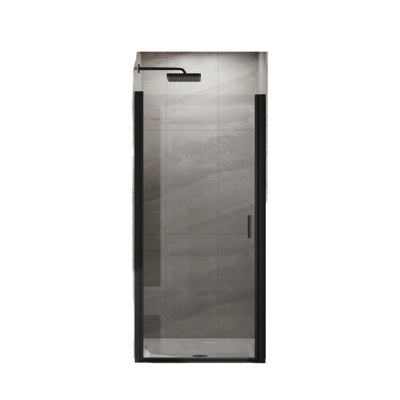 Ensemble de porte de douche pivotante + base de douche en acrylique, aluminium