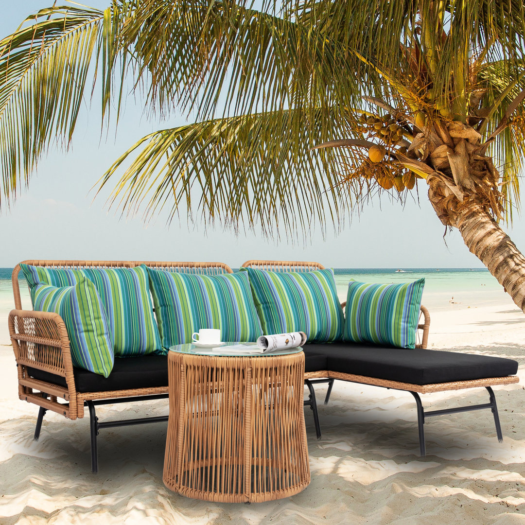 Cahuilla Outdoor Polyethylene Sectional Set With Cushions