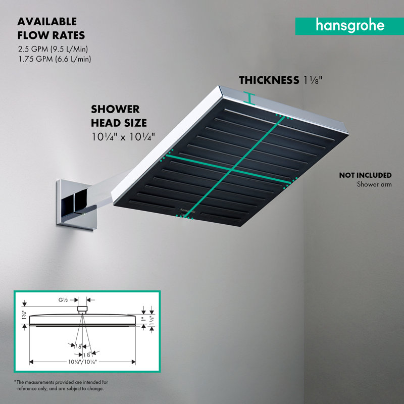 hansgrohe Pulsify E Showerhead 260 1-Jet, Chrome, 2.5 GPM