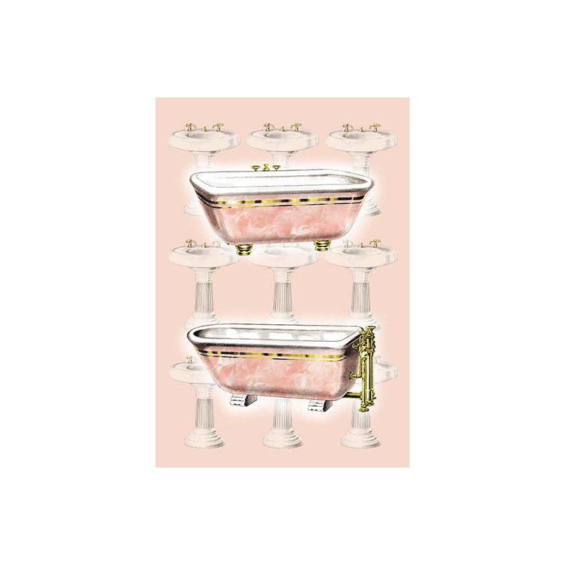 « collage de salle de bain en rose », impression