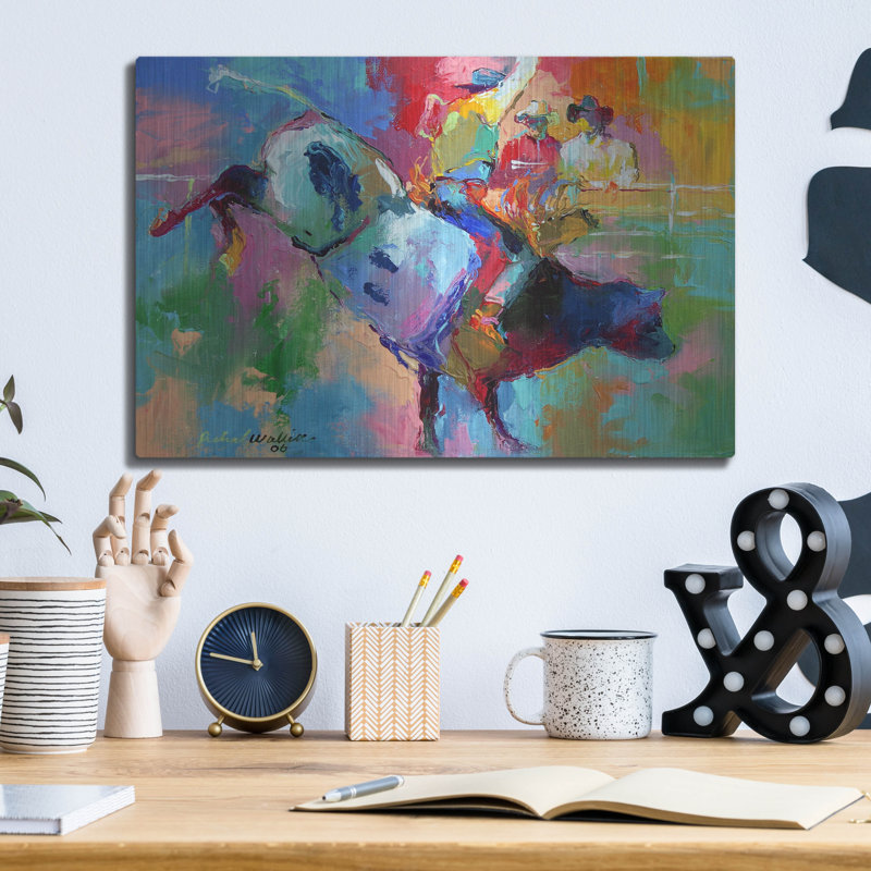 «Bull Riding» par Richard Wallich, H 12 po x l 16 po