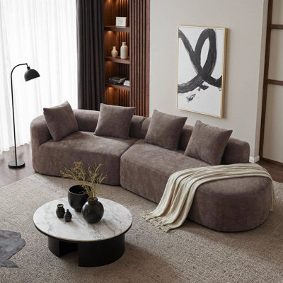116" Modern Curved Sectional Sofa with Chaise Lounge | High-Density Compressed Sponge Construction | 2-Piece Right-Hand Facing Set | Fully Assembled Cloud Sofa for Living Room or Lounge