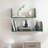 Wood Floating Shelves with Rattan Sides, 24.8 Inch Wall Mounted Shelves, Set of 2, Green-1942396930