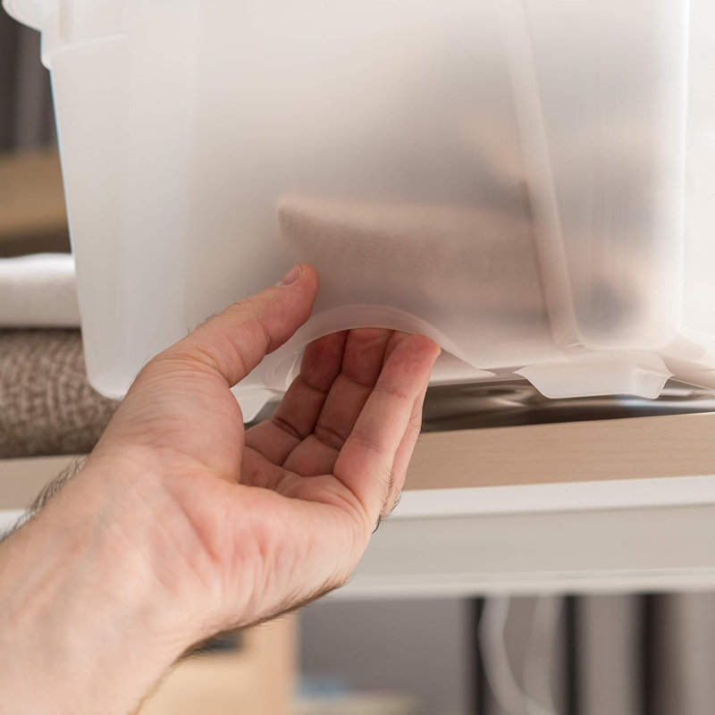 13 bacs de rangement en plastique empilables avec couvercle, 13 pte, sans BPA,  - solution d'organisation discrète, loquets, contenants emboîtables durables, poignée à tirer sécurisée