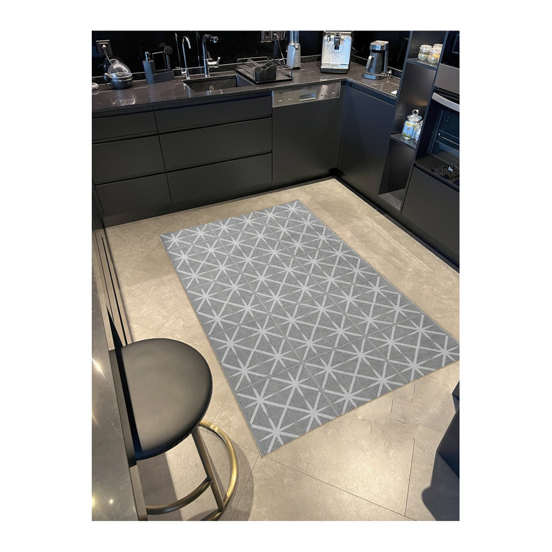 Tapis mauve à motif tissé lavable Mosso, 4'7" x 6'7"