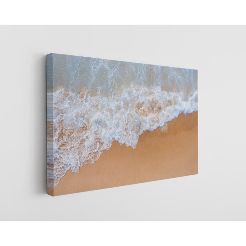 Vue aérienne de la plage, heure d'été, reproduction sur toile tendue, H 16 po x l 24 po x P 1 po