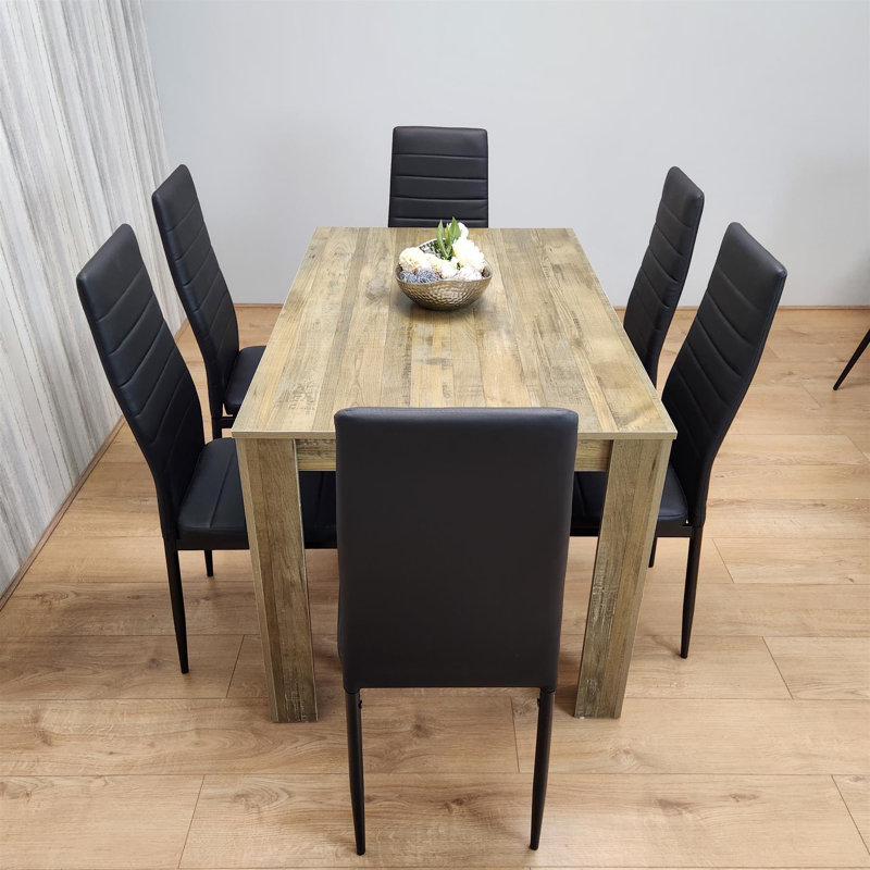Kayenta 6 - Person Dining Set, Black, 75cm H x 117cm W x 77cm D