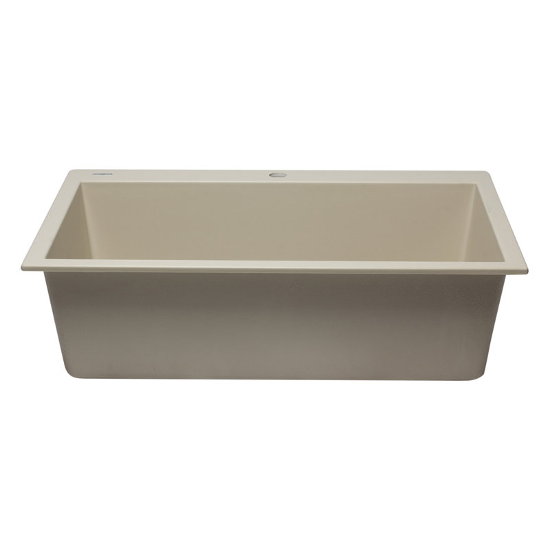 33'' L Single Bowl Granite Kitchen Sink, Biscuit