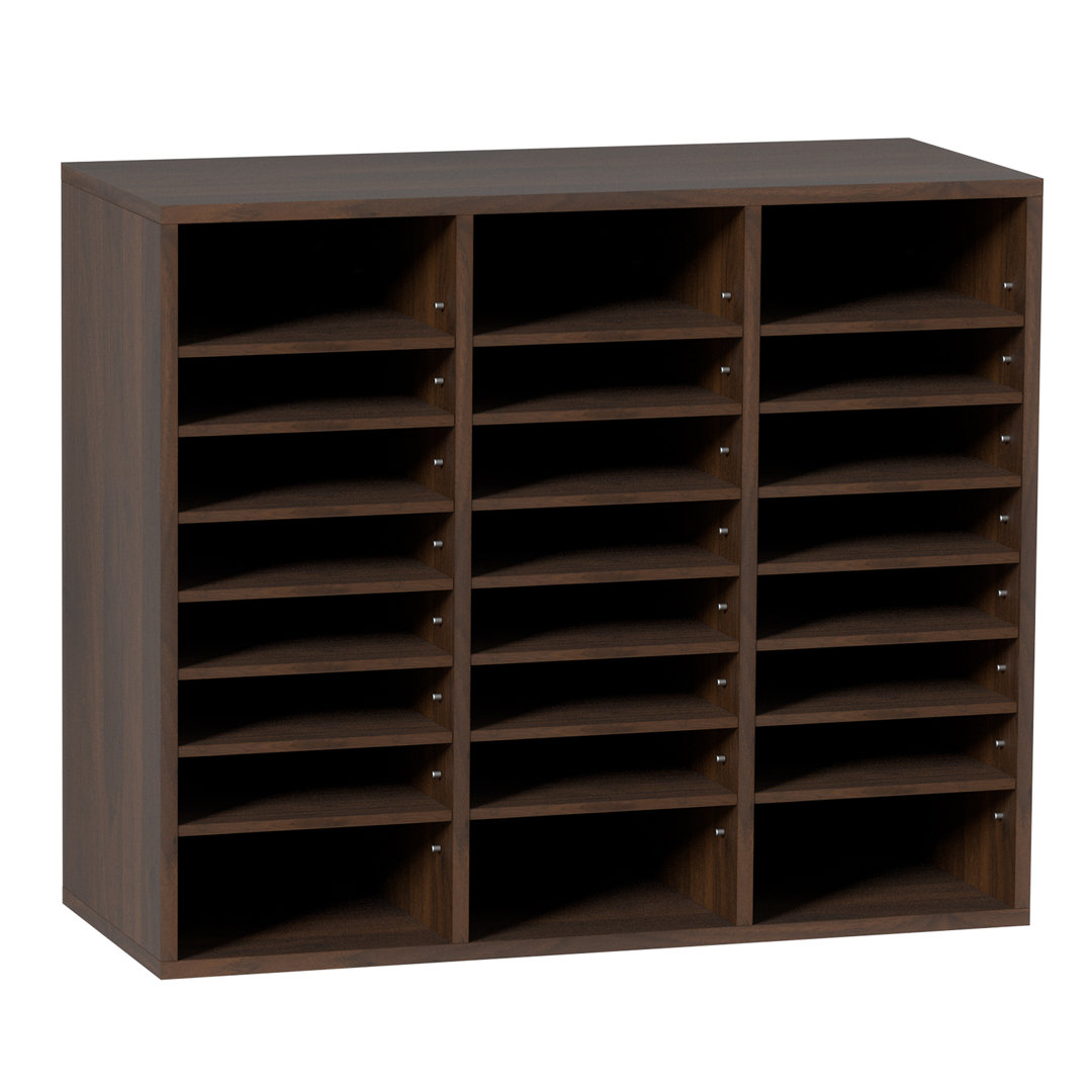 24 Compartments Office Mailbox with Adjustable Shelves, Wood Literature Sorter VEVOR 