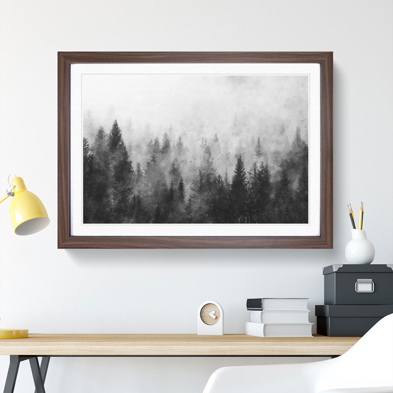 The Misty Forest - Picture Frame Graphic Art, 48cm H x 65cm W x 2cm D, Walnut Framed