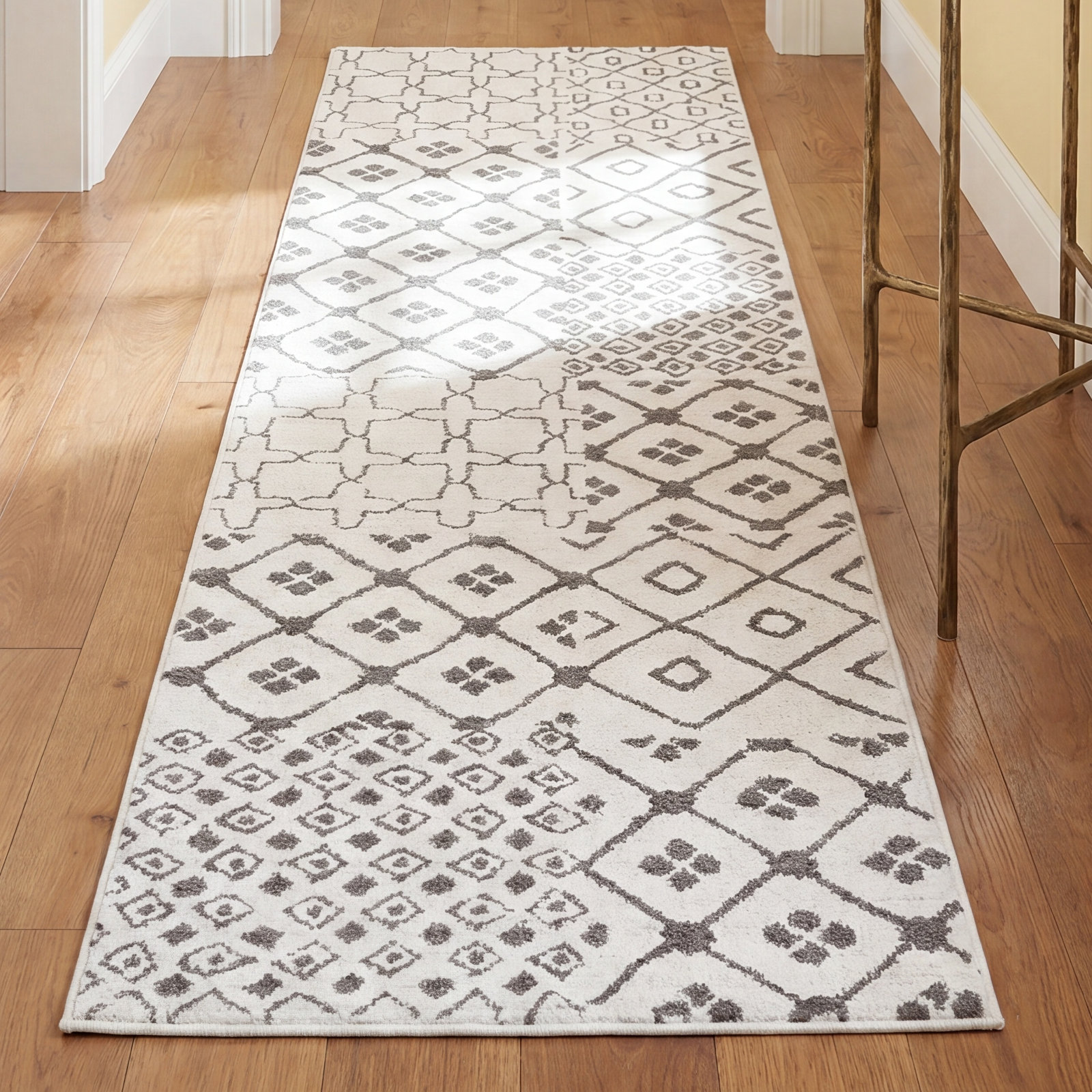 Hand-Tufted Geometric Wool Cotton Rug, Runner 2'3" x 8'