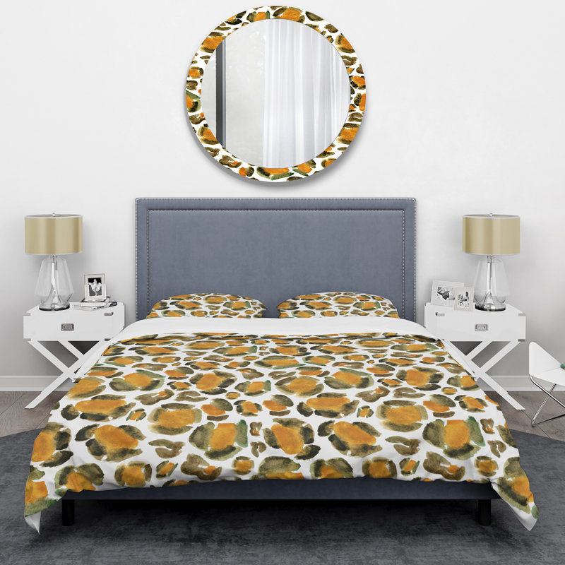 Ensemble de housse de couette en microfibre brun / orange 3 pièces