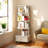 5 Tier Rotating Bookshelf, 360° Display Round Spinning Bookshelf With Wheels And Drawer, Space-Saving, Small Space Rotating Bookshelf Tower For Bedroom, Living Room, Home, Office, Warm White-482248806-482248807