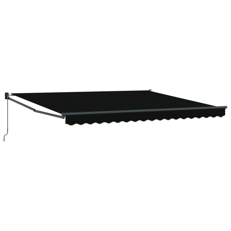 Brayden Studio Retractable Patio Awning, 400 cm W x 300 cm D, Black/Grey