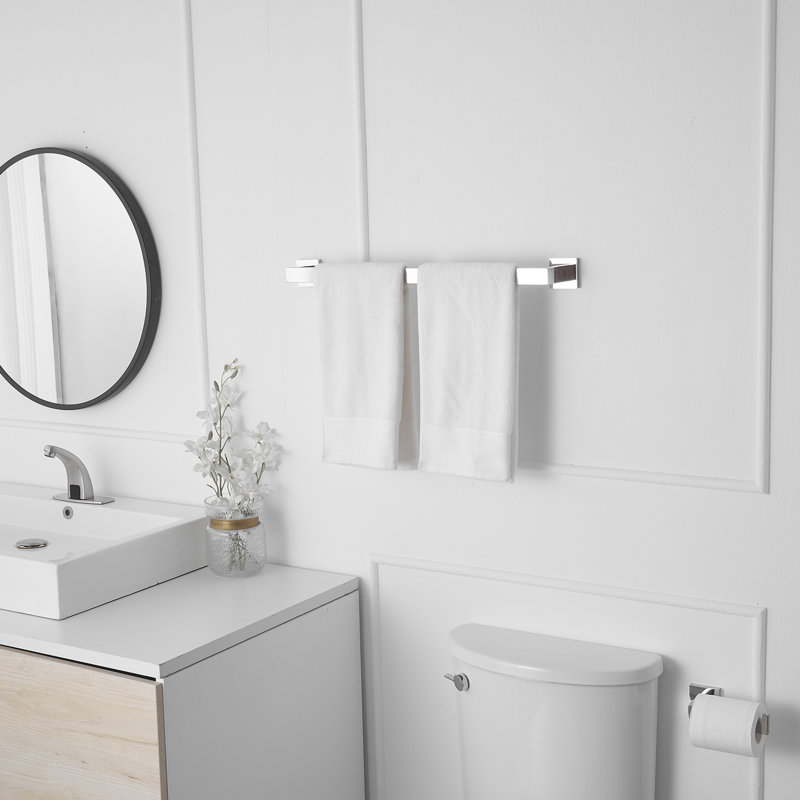 3-Piece Bath Hardware With Towel Holder For Bathroom Wall Toilet Paper Holder And Towel Ring Set, Polished Chrome