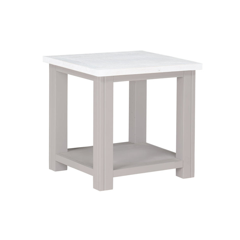 Mantz Solid Wood End Table, Cream, Grey