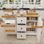 Îlot de cuisine roulant avec abattant, armoire à poubelle, tiroirs et rangement, blanc-352250704