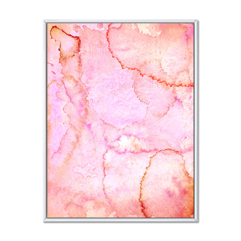 Rose et orange, reproduction d'art sur toile moderne, H 36 po x l 24 po x P 1 po, Toile avec cadre flottant blanc