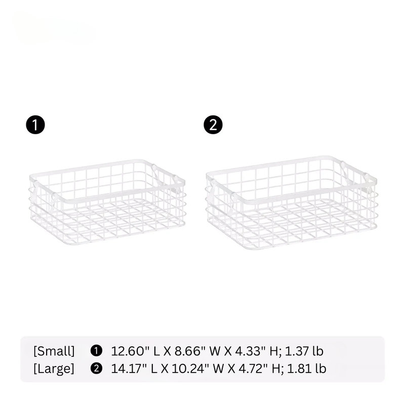 Rectangular Wire Shelf Storage Basket, Large, White