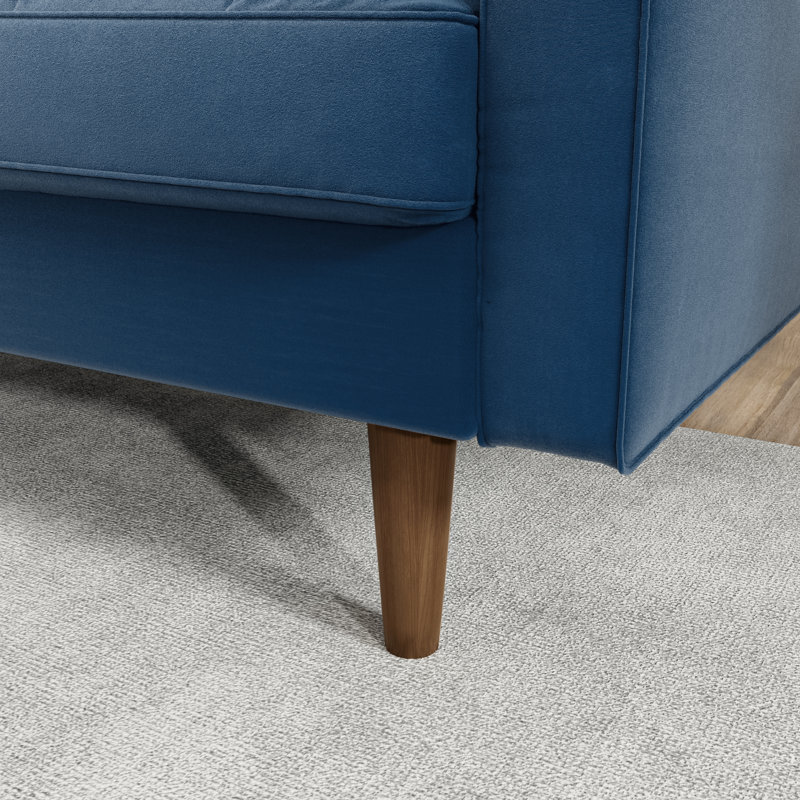 Collington 70" Square Arm Tufted Seat Sofa, Space Blue Velvet