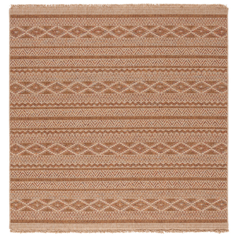 Tapis de style sud-ouest en osier Larrell Performance, Carré 6 pi 7 po