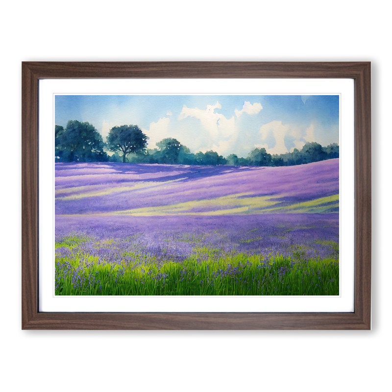Serene Bluebell Field Vol.1 - Framed Print, 25cm H x 34cm W x 2cm D, Walnut