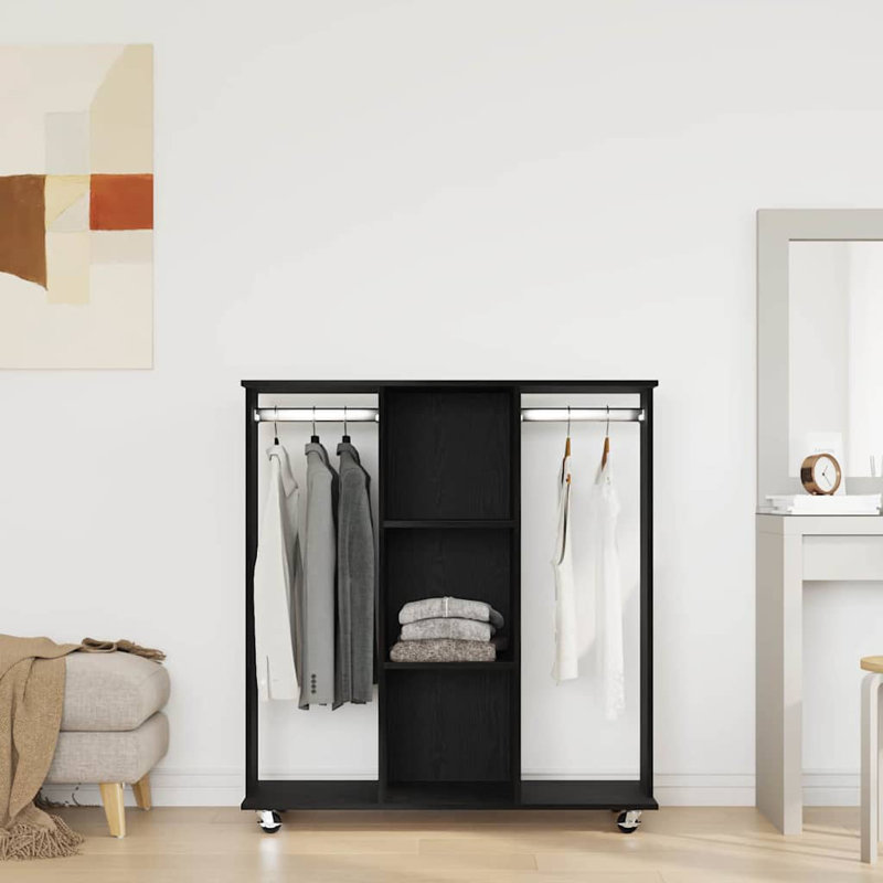 Wardrobe With Shelf 102 X 38 X 110 Cm Engineered Wood, Black