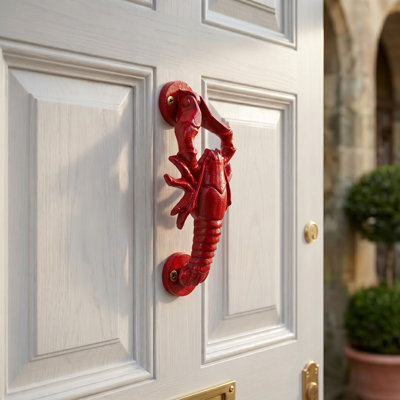 Heurtoir de porte homard en fonte rouge