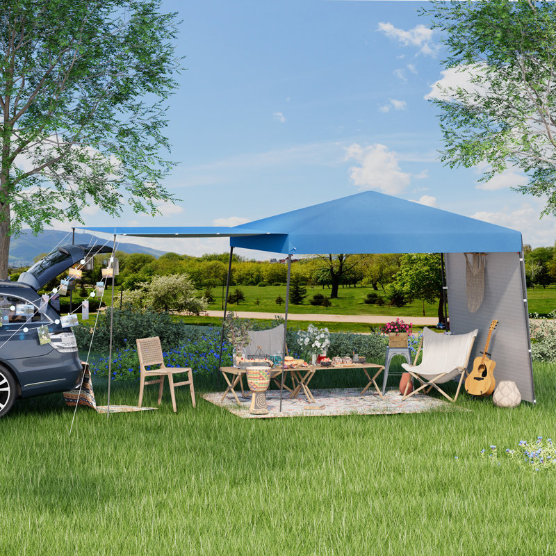 10x10 Ft  Pop Up Canopy Tent With 2 Sidewalls, Waterproof Sun Shade Tent For Commercial Events, Markets, And Backyard Gatherings