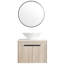 Meuble-lavabo mural moderne 24 po avec chêne blanc, lavabo vasque en céramique, armoire à fermeture en douceur, 2 portes de rangement, beaucoup d'espace, style flottant, lavabo, porte en chêne à fermeture en douceur, poignées en métal,