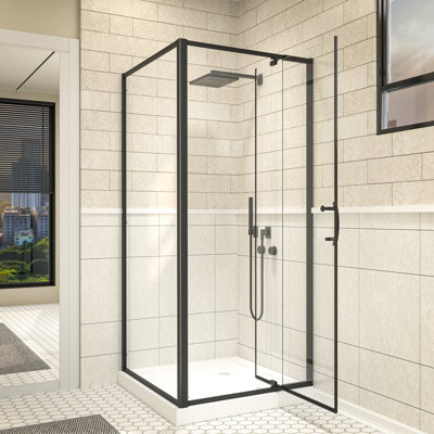 36" W X 71" H Framed Pivot Shower Enclosure With 1/4" Clear Tempered Glass