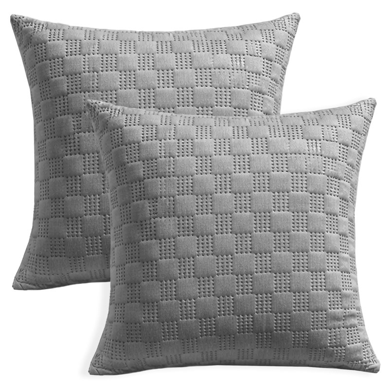 Aspire Homeware Embossed Square Velvet Cushion Covers, GREY, Pack of 2