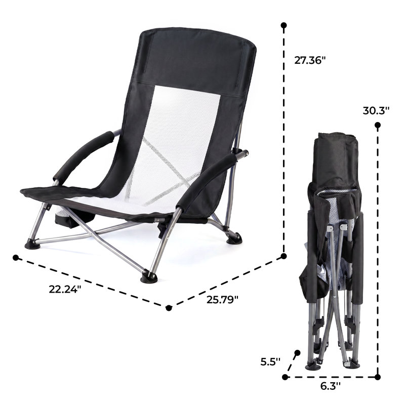  Camping Chair - Folding Outdoor Chair with Mesh Back, Cup Holder, Heavy Duty 250 LBS, Portable with Carry Bag for Beach Picnic