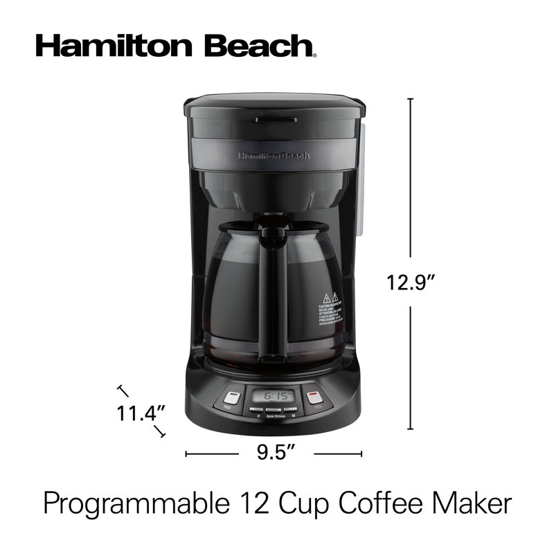 Hamilton Beach® Programmable Coffee Maker 12 Cup Capacity, Black/Dark Gray