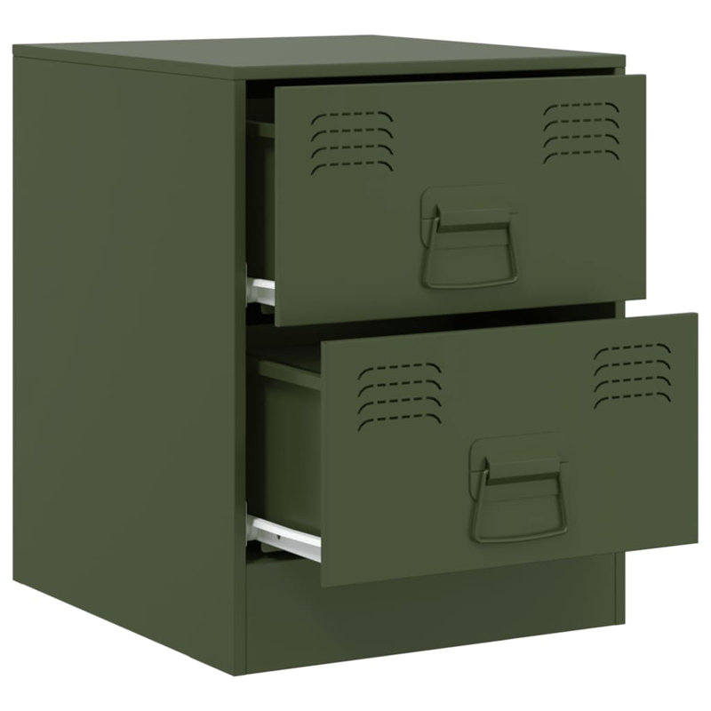 34.5cm W Steel Bedside Table, Green, Set of 2