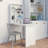 Wall-Mounted Folding Desk, Modern Convertible Fold Out Computer Desk, Foldable Floating Cabinet Table with Multi-Level Storage Shelves for Home, Office, White