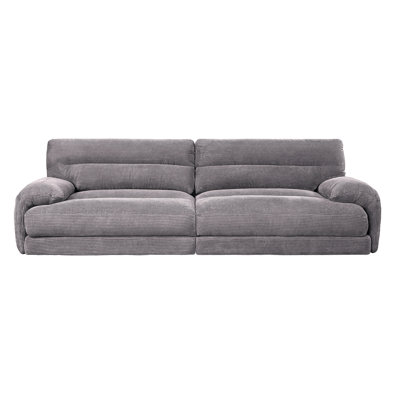 Mobilier de salon 2 pièces en velours côtelé gris - Revêtement texturé lisse, structure intérieure en bois robuste, sièges en mousse confortables, housses de coussins amovibles, agencement de sièges spacieux en bois tendre