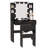 Makeup Vanity Desk With 10 Hollywood Bulbs, Fluted Dressing Table With Charging Station, 2 Drawers And 4 Open Shelves, Hairdryer Holder, Padded Stool With Storage , Black