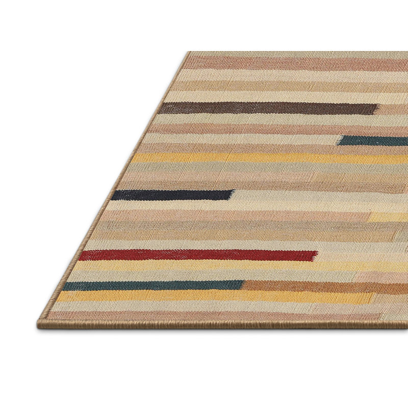 Tapis beige / brun à rayures Tien, Rectangle 5 pi x 7 pi